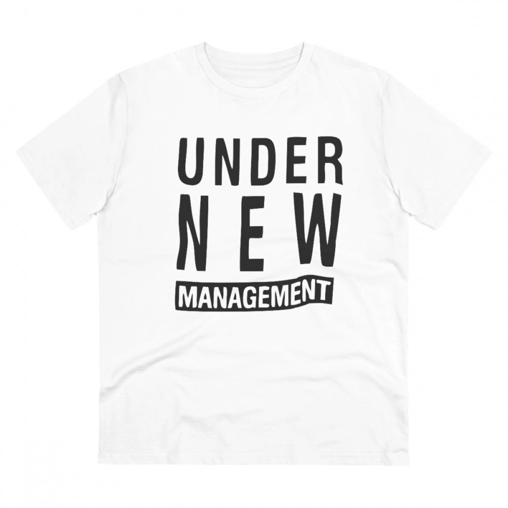 Under New Management Design Printed T-Shirt for Men (Style 1) - White, Round Neck, Half Sleeve - POPNOVA - photo 1