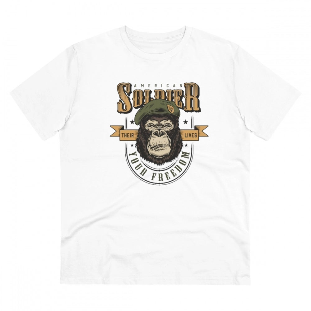Gorilla Design Printed T-Shirt for Men (Style 6) - White, Round Neck, Half Sleeve - POPNOVA - photo 1
