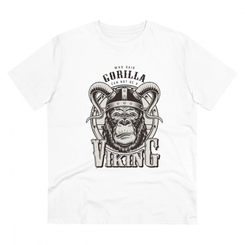 Gorilla Design Printed T-Shirt for Men (Style 5) - White, Round Neck, Half Sleeve - POPNOVA - photo 1