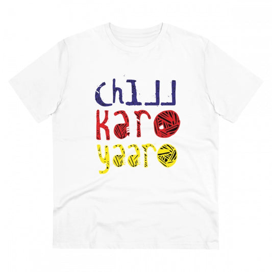 Chil Karo Yaar Printed T-Shirt for Men - White, Round Neck, Half Sleeve - POPNOVA - photo 1