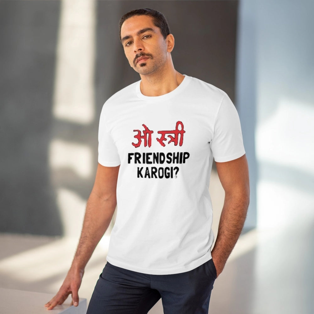 Oo Shtree Friendship Karogi Kya Printed T-Shirt for Men - White, Round Neck, Half Sleeve - POPNOVA - photo 2