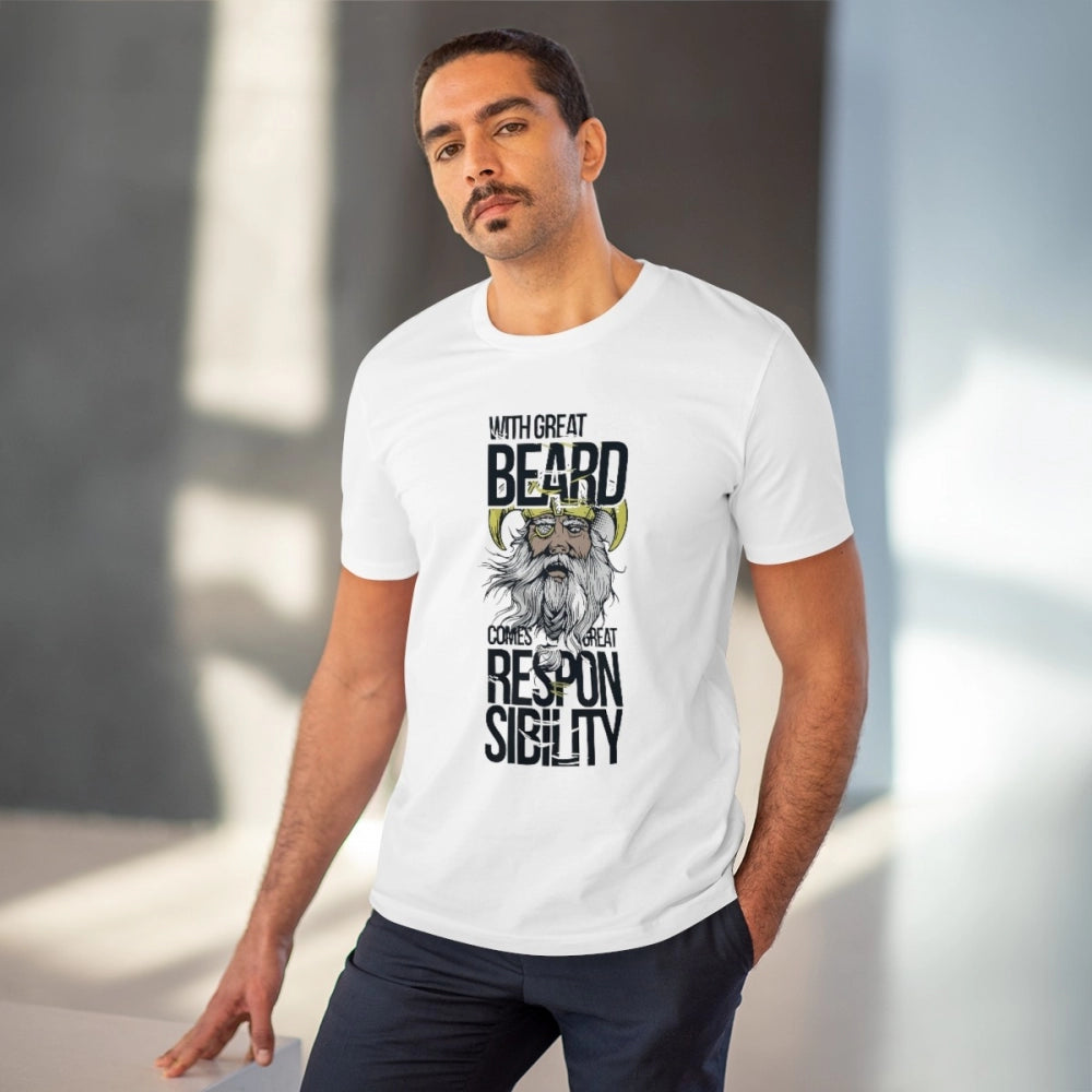 With Great Beard Comes Printed T-Shirt for Men - White, Round Neck, Half Sleeve - POPNOVA - photo 2
