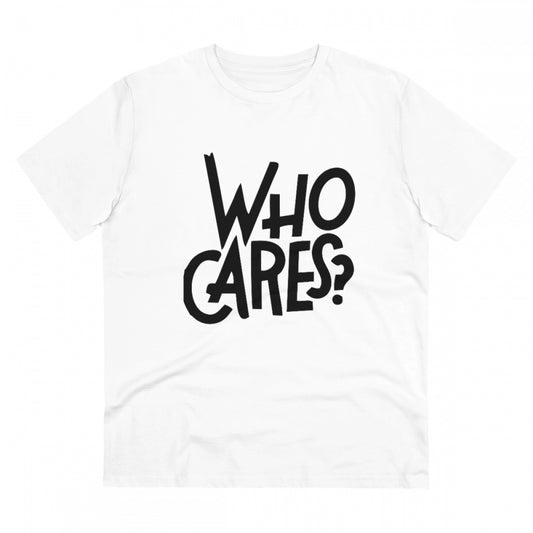 Who Cares Printed T-Shirt for Men - White, Round Neck, Half Sleeve - POPNOVA - photo 1