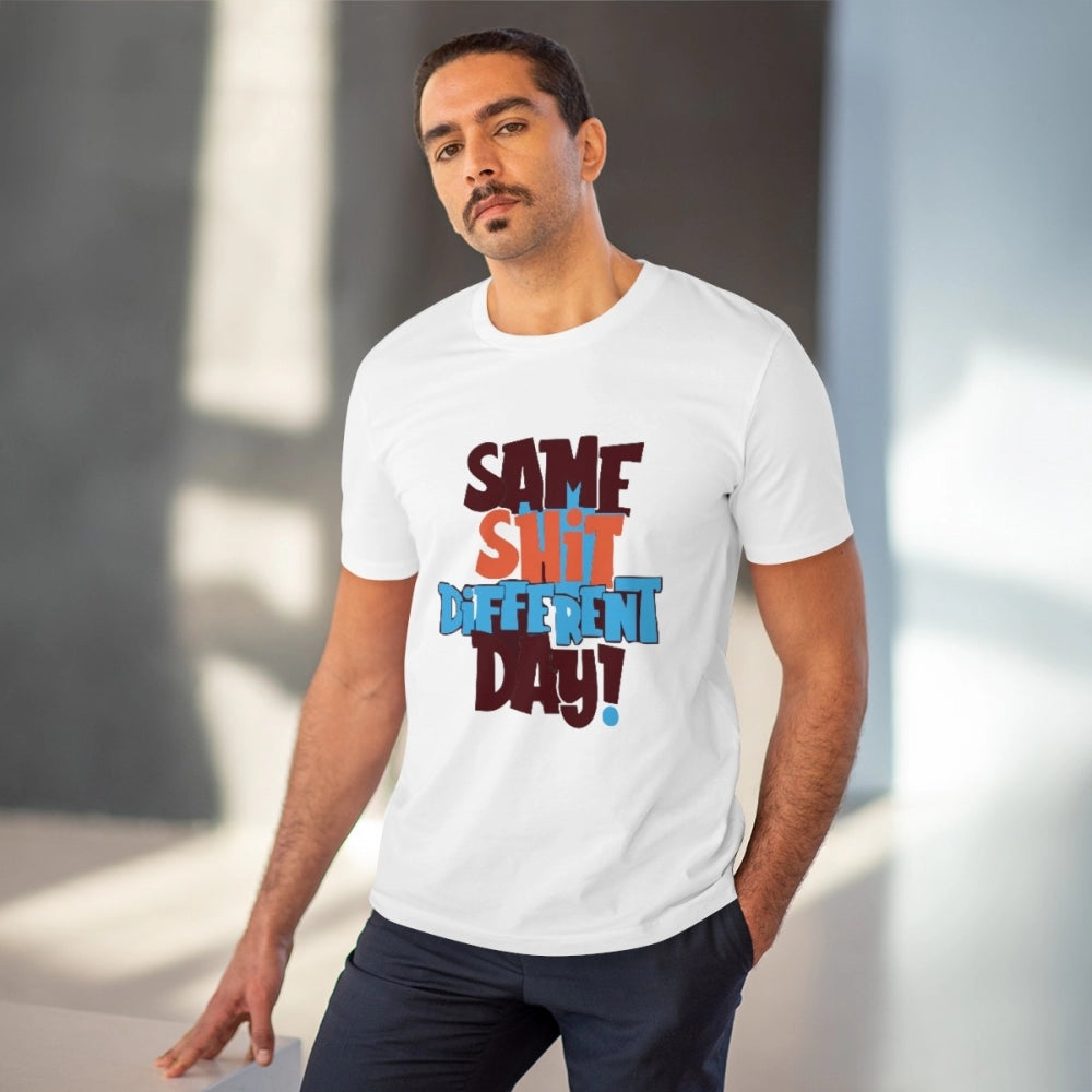Same Shit Different Day Printed T-Shirt for Men - White, Round Neck, Half Sleeve - POPNOVA - photo 2