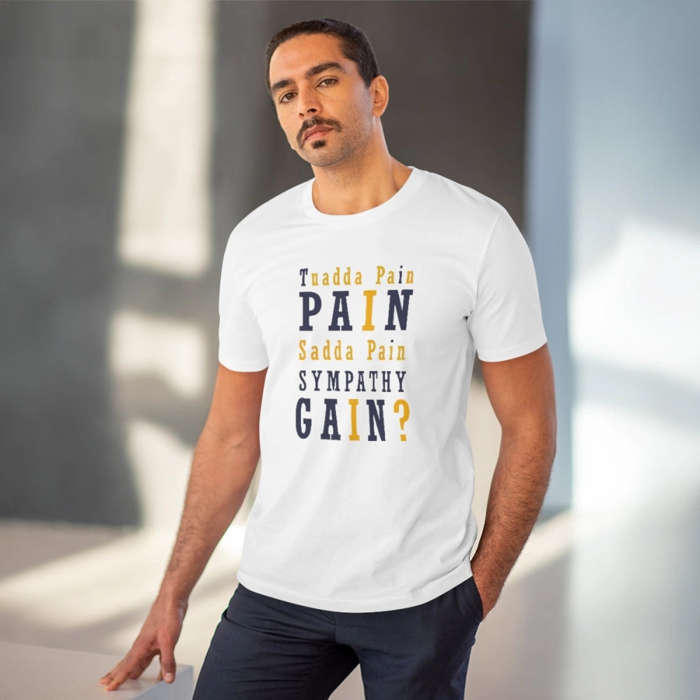 Tuadda Pain Pain Sadda Pain Sympathy Gain Printed T-Shirt for Men - White, Round Neck, Half Sleeve - POPNOVA - photo 2