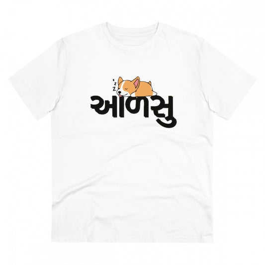 Aadsu Printed T-Shirt for Men - White, Round Neck, Half Sleeve - POPNOVA - photo 1