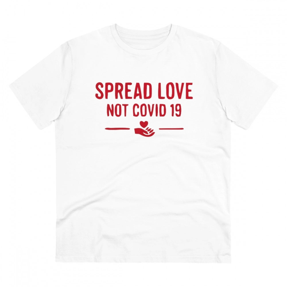 Spread Love Not Covid 19 Printed T-Shirt for Men - White, Round Neck, Half Sleeve - POPNOVA - photo 1
