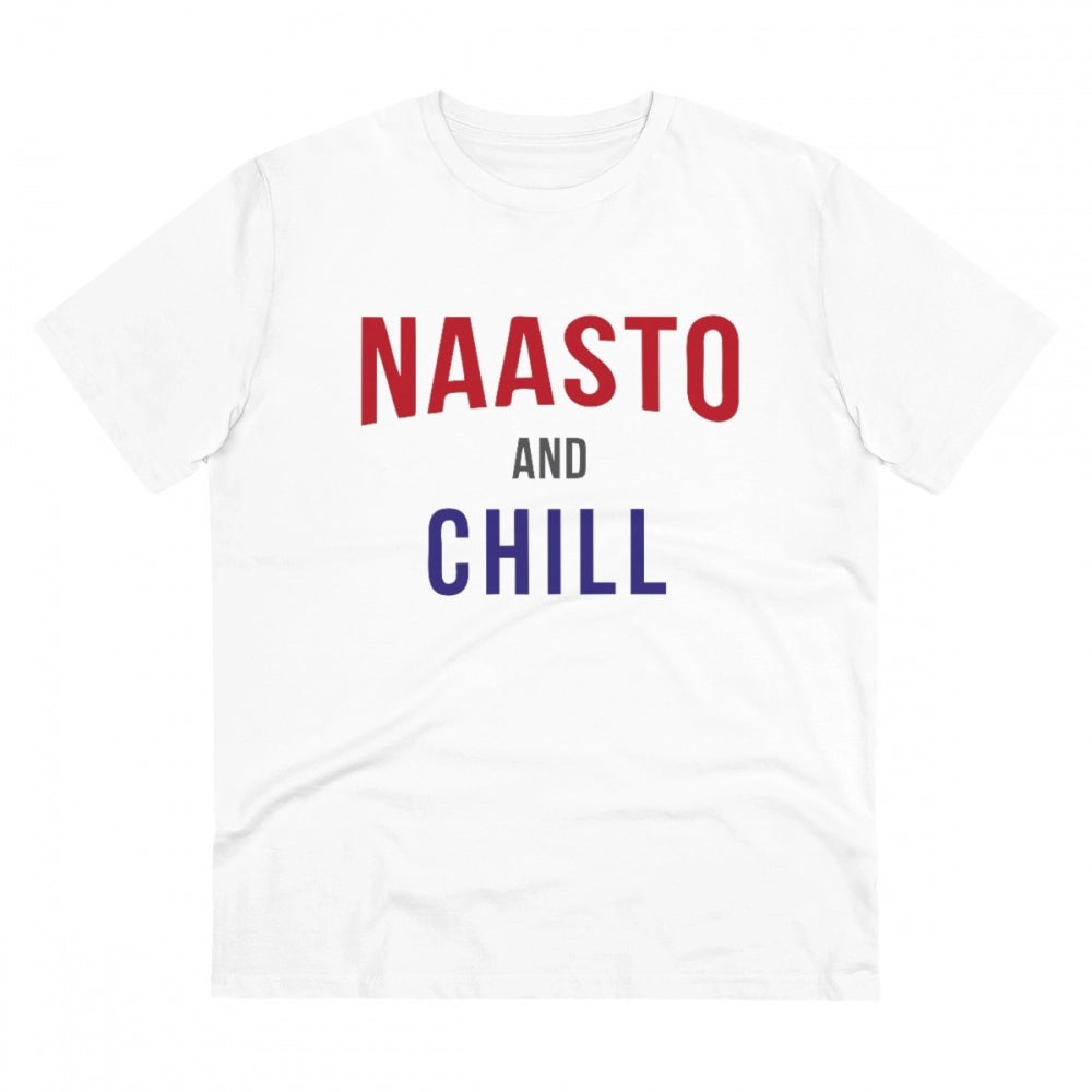 Nasto And Chill Printed T-Shirt for Men (Style 2) - White, Round Neck, Half Sleeve - POPNOVA - photo 1