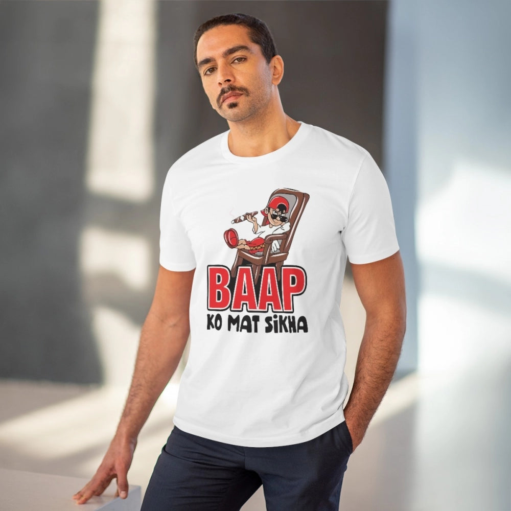 Baap Ko Mat Sikha Printed T-Shirt for Men - White, Round Neck, Half Sleeve - POPNOVA - photo 2
