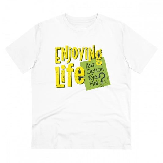 Enjoying Life Printed T-Shirt for Men - White, Round Neck, Half Sleeve - POPNOVA - photo 1