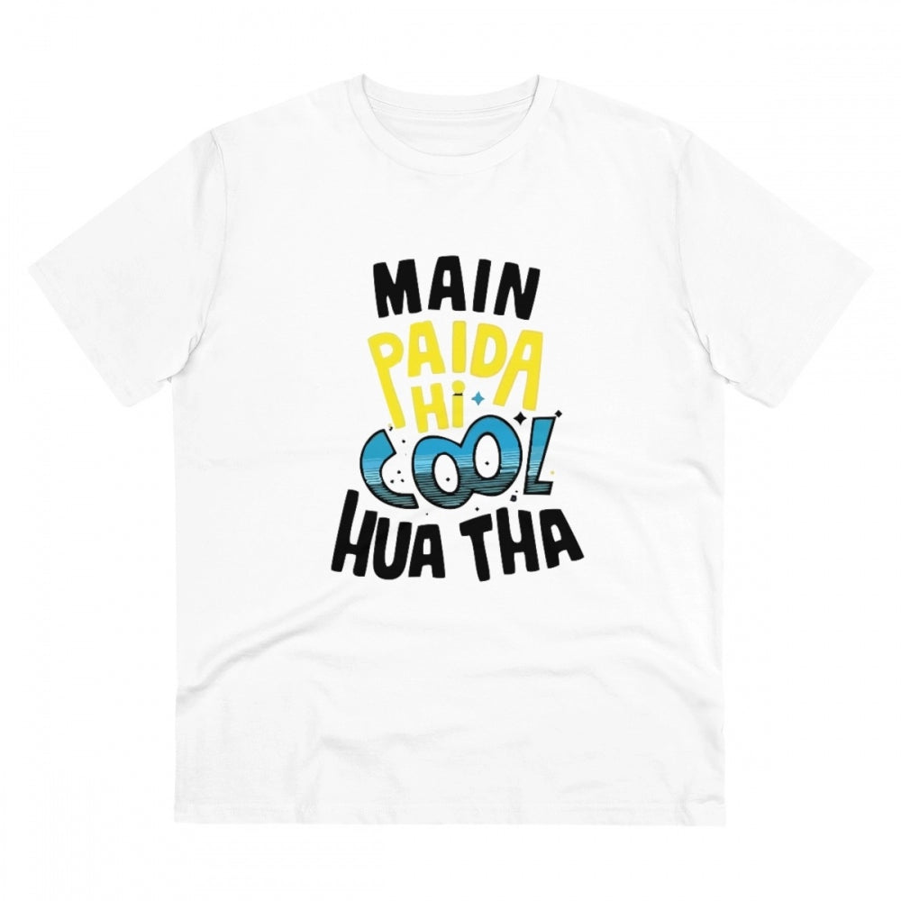 Me Paida Hi Cool Huaa Tha Printed T-Shirt for Men - White, Round Neck, Half Sleeve - POPNOVA - photo 1