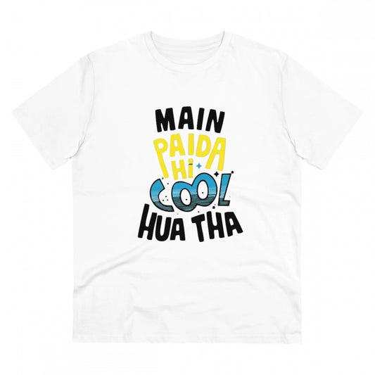 Me Paida Hi Cool Huaa Tha Printed T-Shirt for Men - White, Round Neck, Half Sleeve - POPNOVA - photo 1