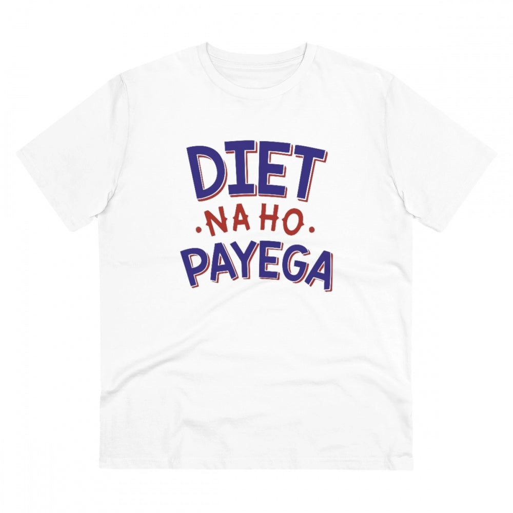 Diet Na Ho Payega Printed T-Shirt for Men - White, Round Neck, Half Sleeve - POPNOVA - photo 1