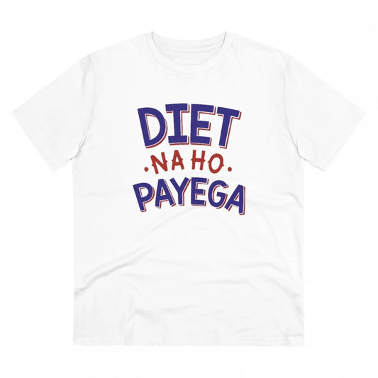 Diet Na Ho Payega Printed T-Shirt for Men - White, Round Neck, Half Sleeve - POPNOVA - photo 1