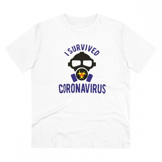 I Survived Coronavirus Printed T-Shirt for Men - White, Round Neck, Half Sleeve - POPNOVA - photo 1