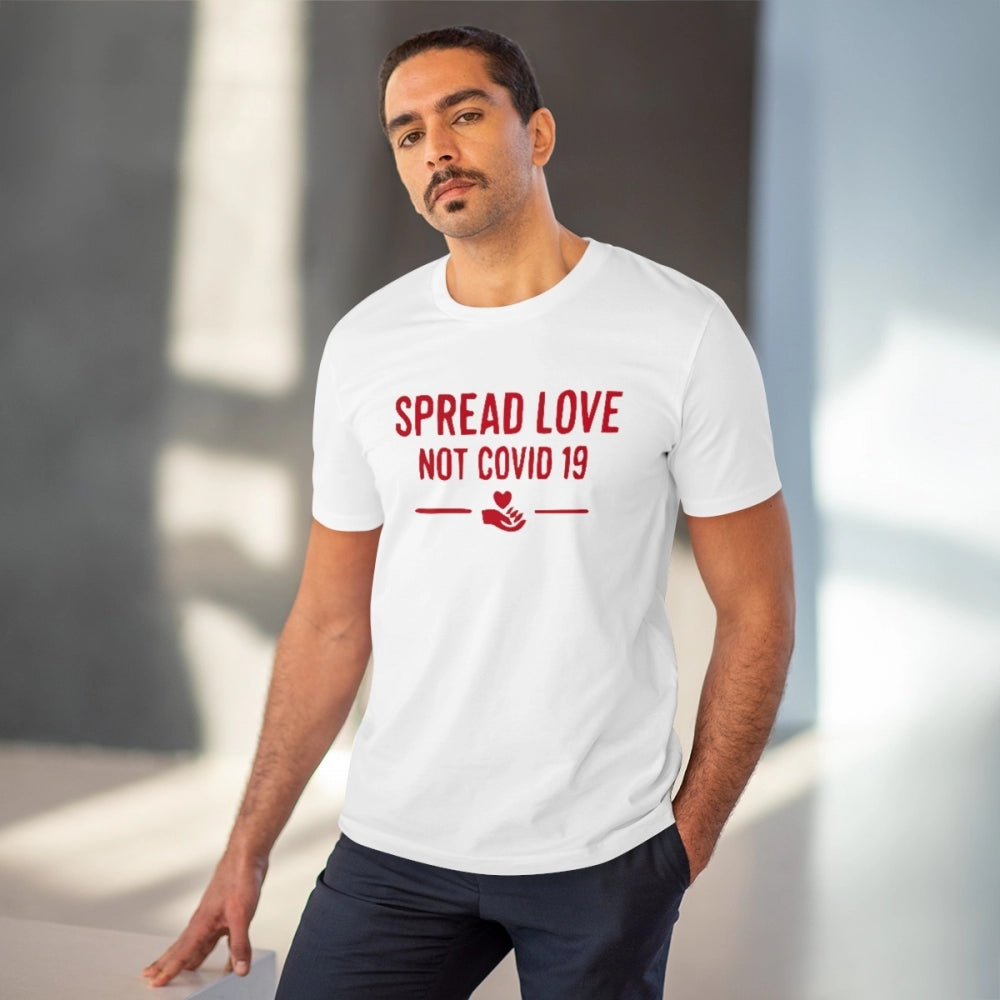 Spread Love Not Covid 19 Printed T-Shirt for Men - White, Round Neck, Half Sleeve - POPNOVA - photo 2