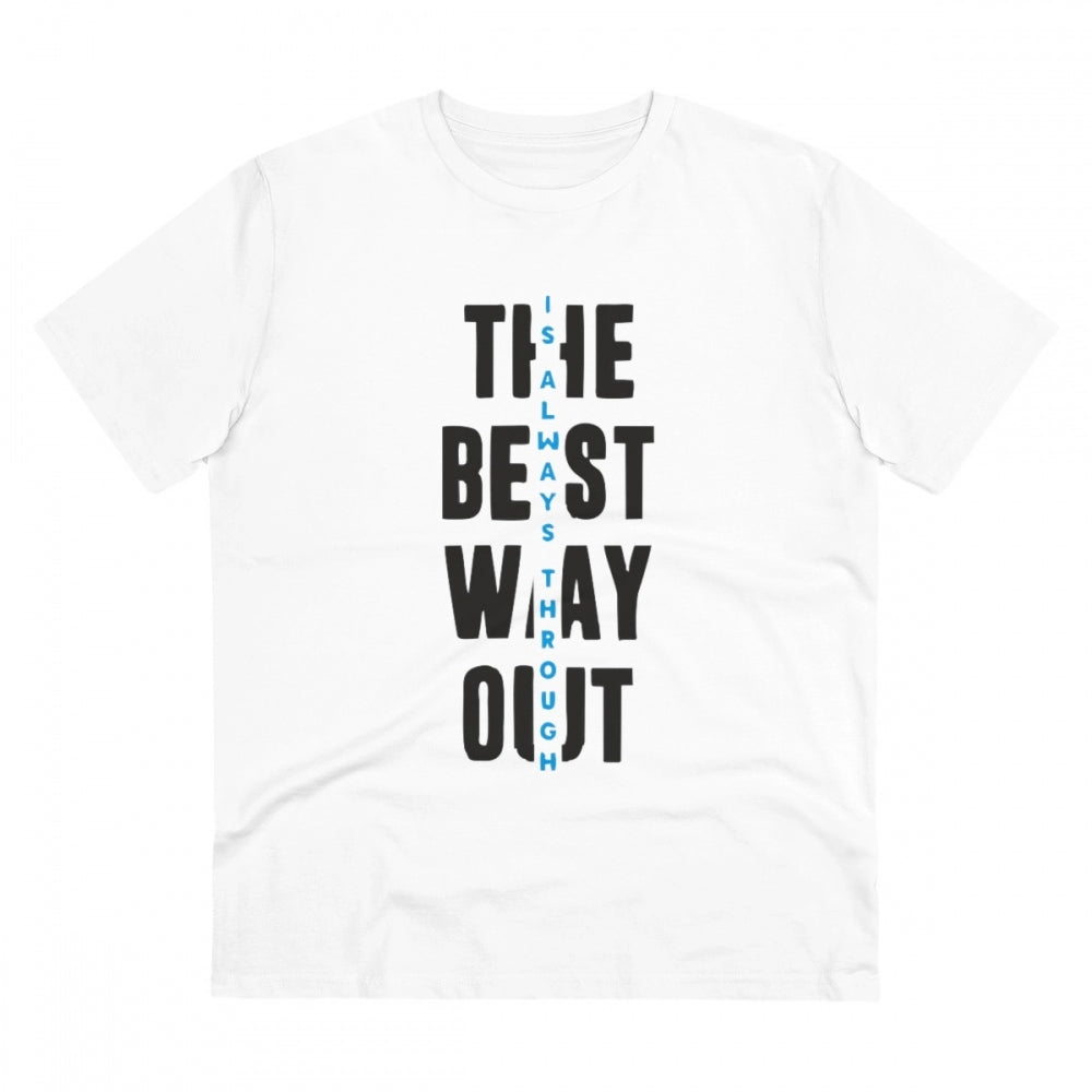 The Best Way Out Printed T-Shirt for Men - White, Round Neck, Half Sleeve - POPNOVA - photo 1