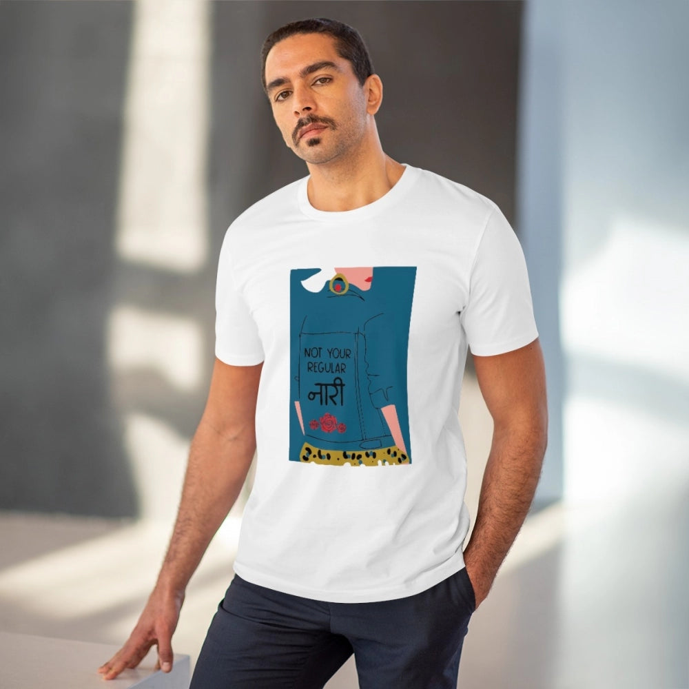 Not Your Regular Naari Printed T-Shirt for Men - White, Round Neck, Half Sleeve - POPNOVA - photo 2