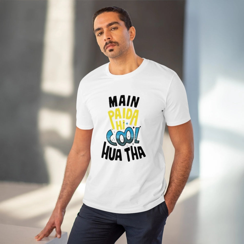 Me Paida Hi Cool Huaa Tha Printed T-Shirt for Men - White, Round Neck, Half Sleeve - POPNOVA - photo 2