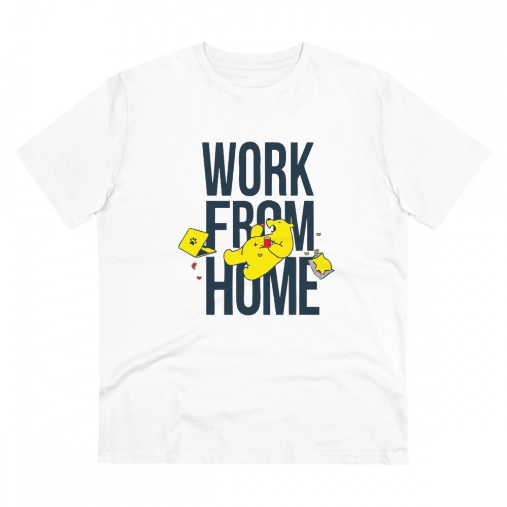 Work From Home Design Printed T-Shirt for Men (Style 2) - White, Round Neck, Half Sleeve - POPNOVA - photo 1