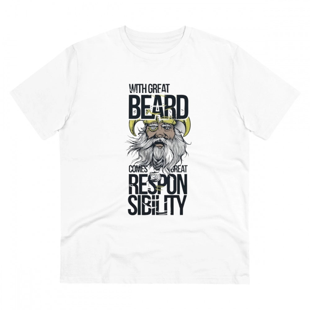 With Great Beard Comes Printed T-Shirt for Men - White, Round Neck, Half Sleeve - POPNOVA - photo 1