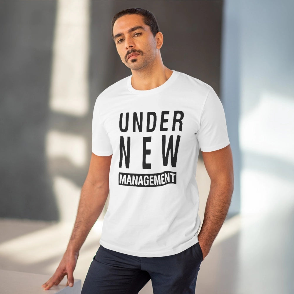 Under New Management Design Printed T-Shirt for Men (Style 1) - White, Round Neck, Half Sleeve - POPNOVA - photo 2