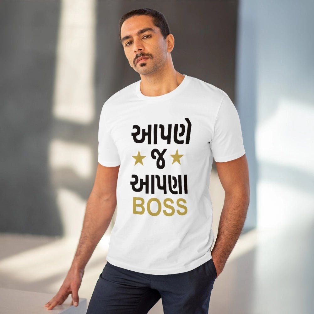 Aapne J Aapna Boss Printed T-Shirt for Men (Style 3) - White, Round Neck, Half Sleeve - POPNOVA - photo 2
