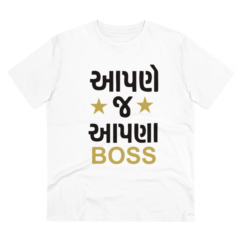 Aapne J Aapna Boss Printed T-Shirt for Men (Style 3) - White, Round Neck, Half Sleeve - POPNOVA - photo 1