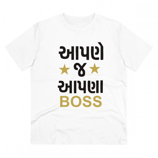 Aapne J Aapna Boss Printed T-Shirt for Men (Style 3) - White, Round Neck, Half Sleeve - POPNOVA - photo 1