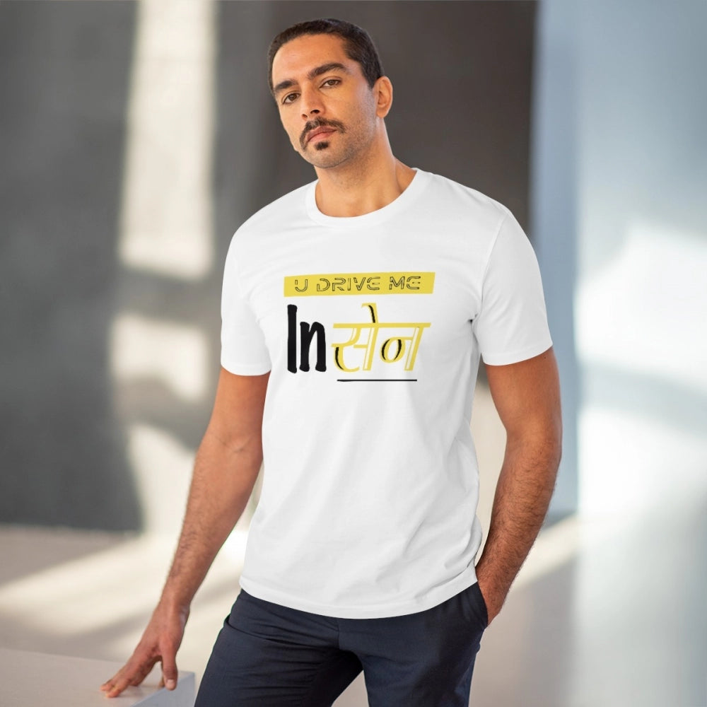 U Drive Me In Sen Printed T-Shirt for Men - White, Round Neck, Half Sleeve - POPNOVA - photo 2