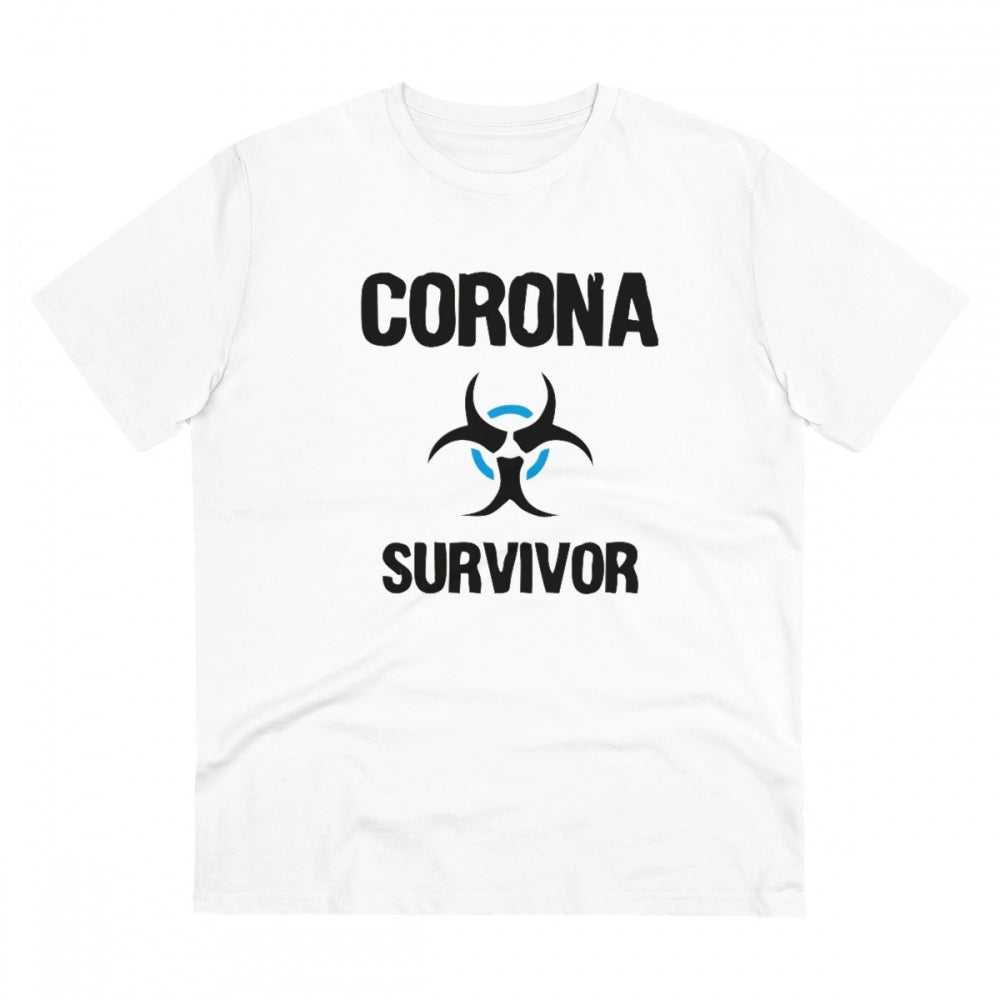 Corona Survivor Printed T-Shirt for Men - White, Round Neck, Half Sleeve - POPNOVA - photo 1