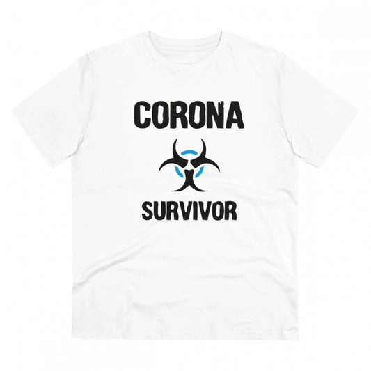 Corona Survivor Printed T-Shirt for Men - White, Round Neck, Half Sleeve - POPNOVA - photo 1