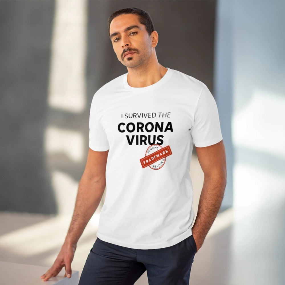 I Survived Corona Virus Printed T-Shirt for Men - White, Round Neck, Half Sleeve - POPNOVA - photo 2