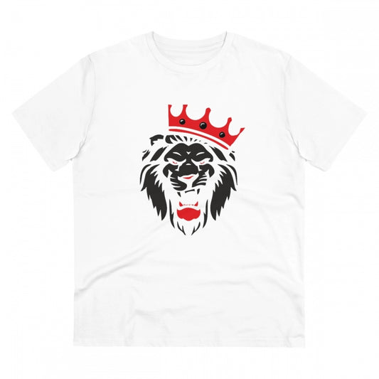 Lion Logo Printed T-Shirt for Men - White, Round Neck, Half Sleeve - POPNOVA - photo 1