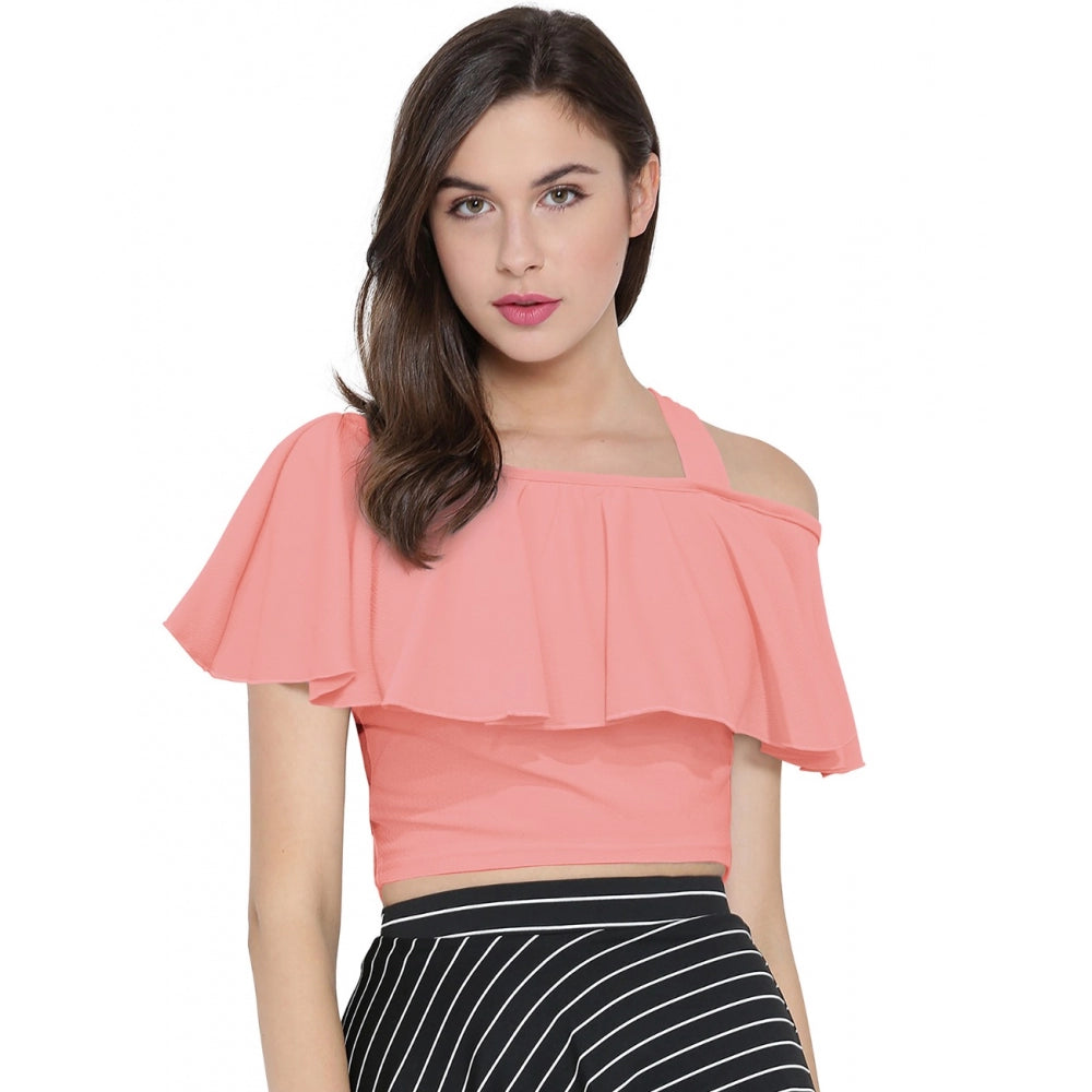 Women's Western Wear Hosiery Crop Top - Peach