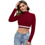 Women's Western Wear Hosiery Crop Top - Maroon