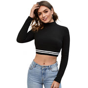 Women's Western Wear Hosiery Crop Top - Black