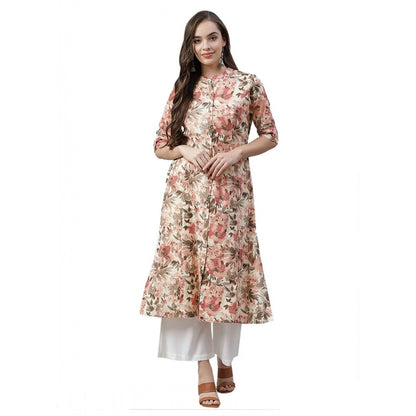Generic Women's Cotton Printed Floral Print Kurti (Multicolor, Cotton) - Women's Kurti | POPNOVA