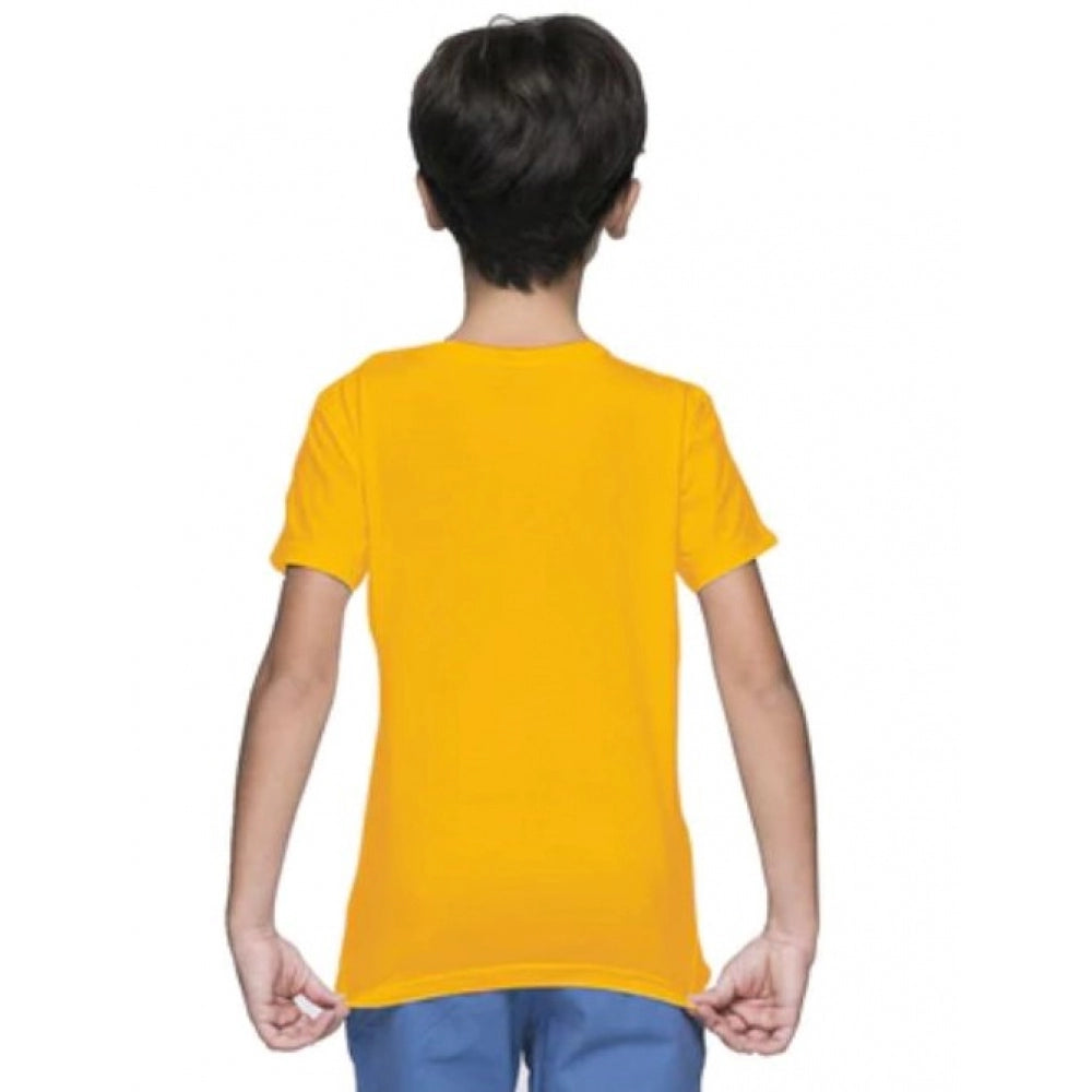 Boys Cotton Plain Half Sleeve T-Shirt - Yellow