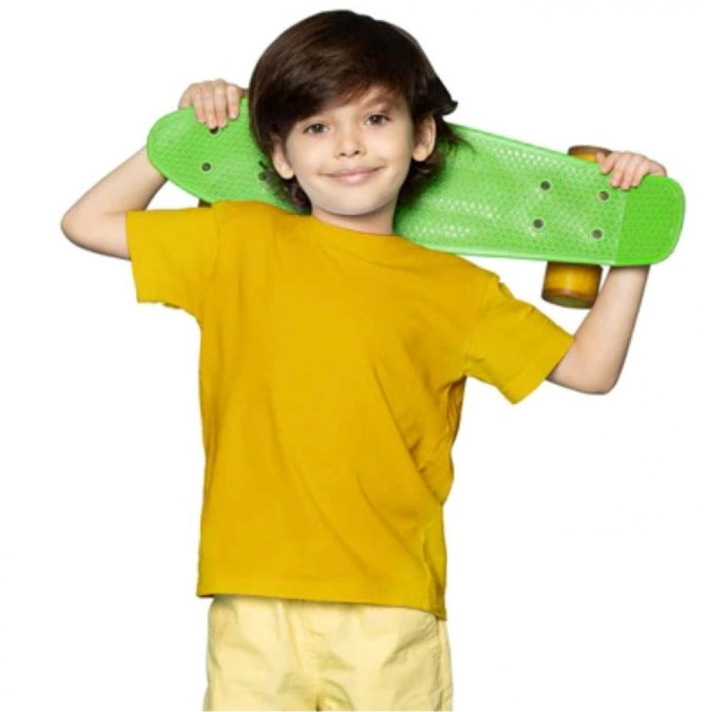 Boys Cotton Plain Half Sleeve T-Shirt - Yellow
