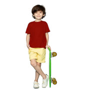 Boys Cotton Plain Half Sleeve T-Shirt - Maroon