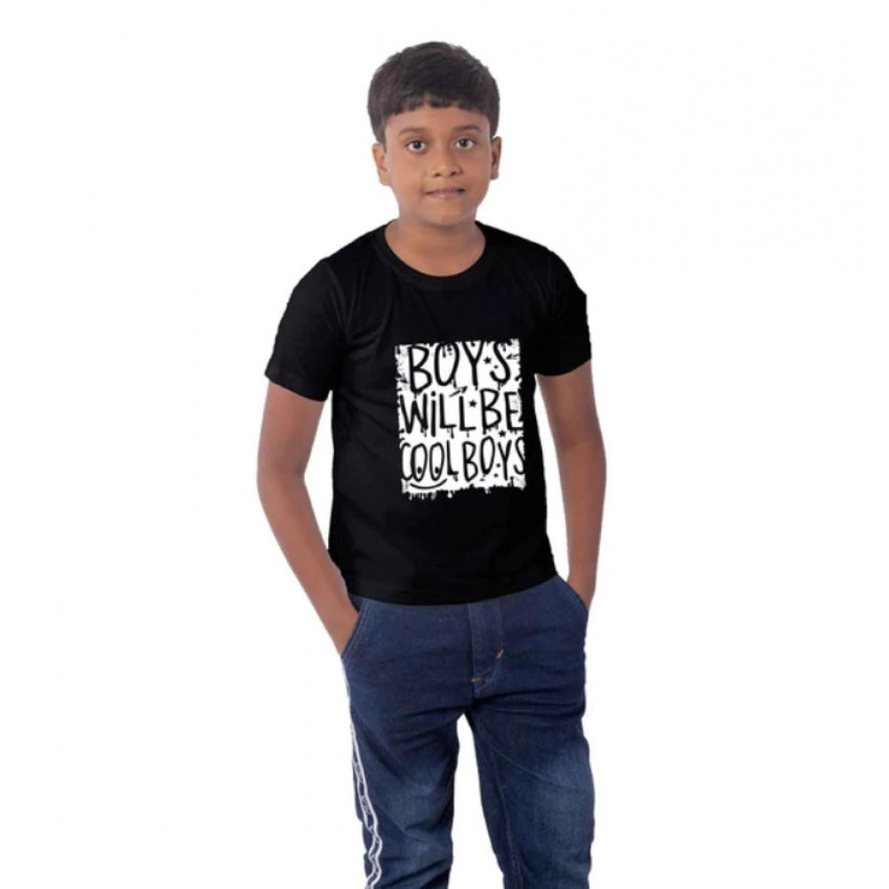 Boys Cotton Will Be Cool Half Sleeve T-Shirt - Black