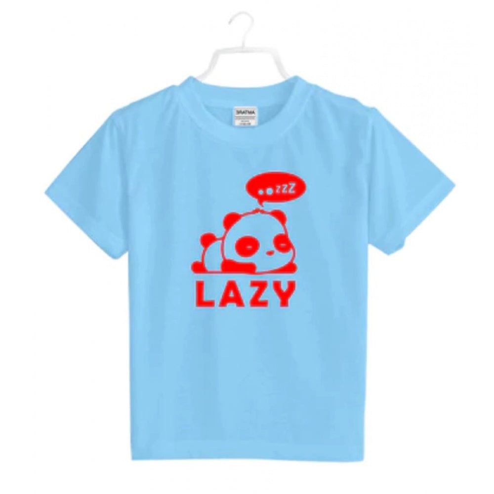 Boys Cotton Lazy Half Sleeve T-Shirt - Sky Blue