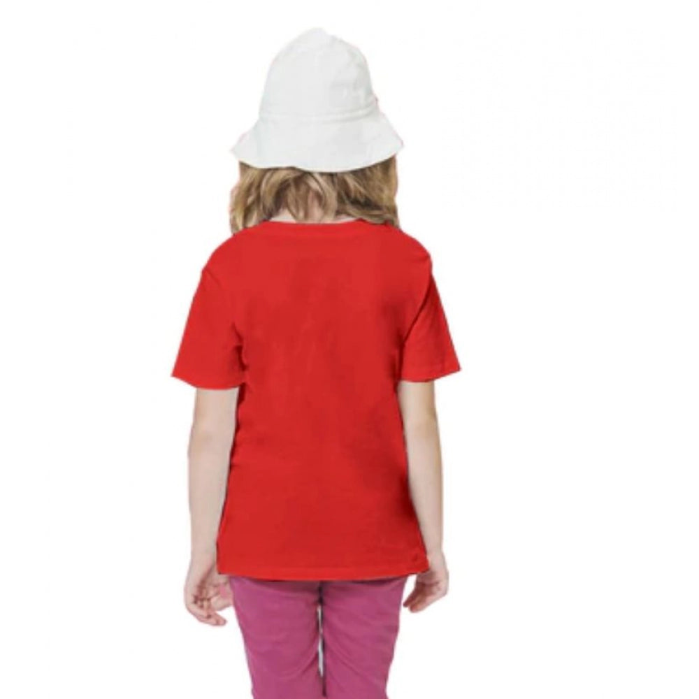 Girls Cotton Rowdy Baby Half Sleeve T-Shirt - Red