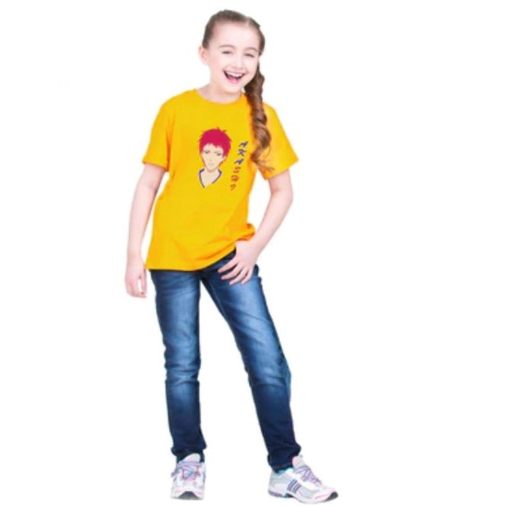 Girls Cotton Akashi Half Sleeve T-Shirt - Yellow