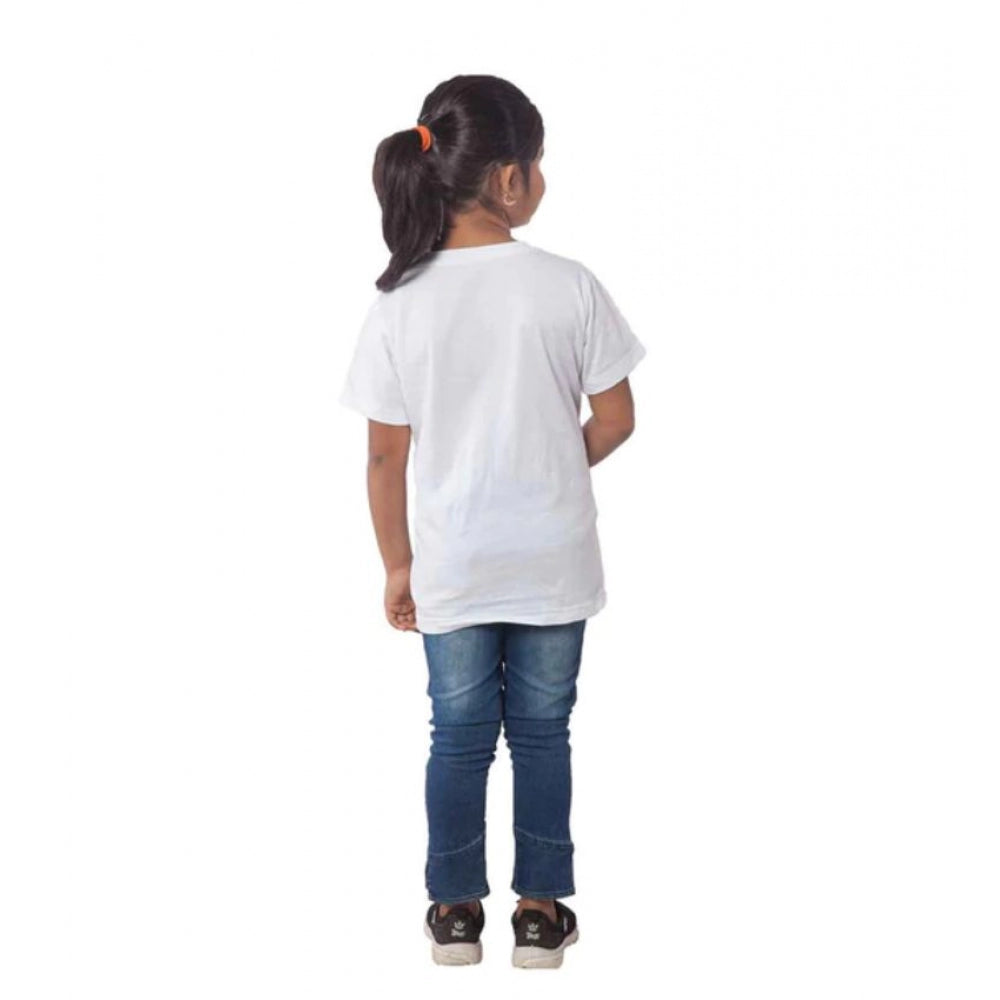 Girls Cotton Drama Queen Half Sleeve T-Shirt - White