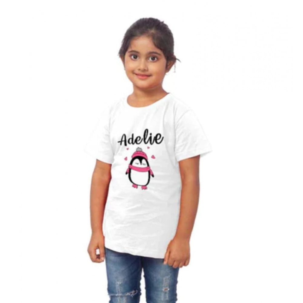 Girls Cotton Adelie Half Sleeve T-Shirt - White