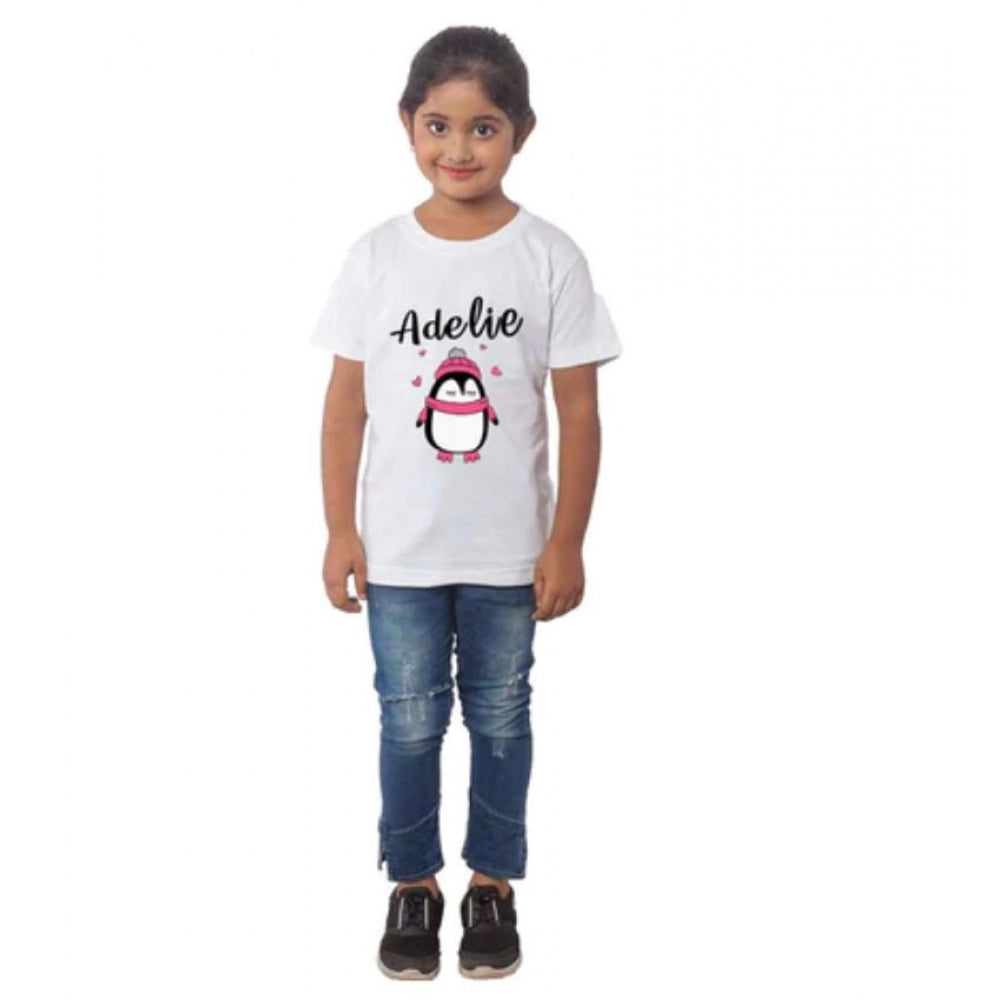 Girls Cotton Adelie Half Sleeve T-Shirt - White