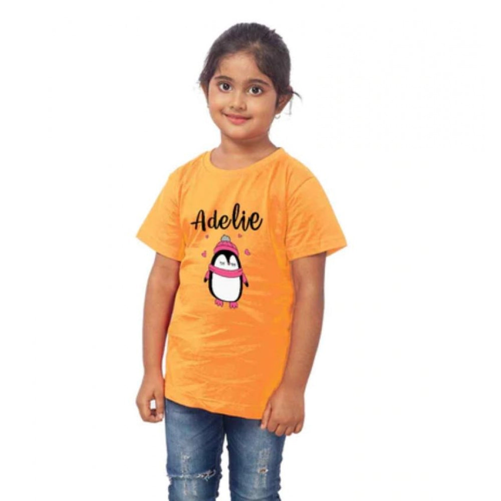 Girls Cotton Adelie Half Sleeve T-Shirt - Mustard