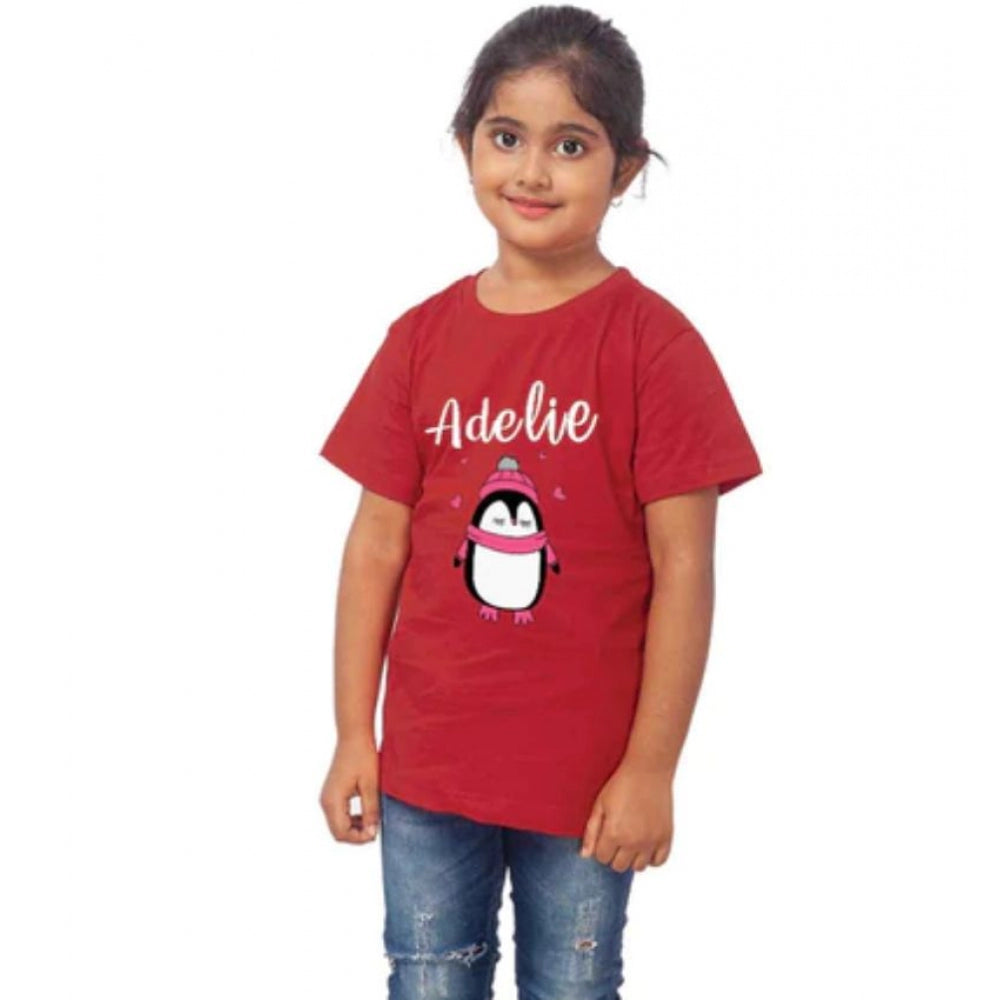 Girls Cotton Adelie Half Sleeve T-Shirt - Maroon